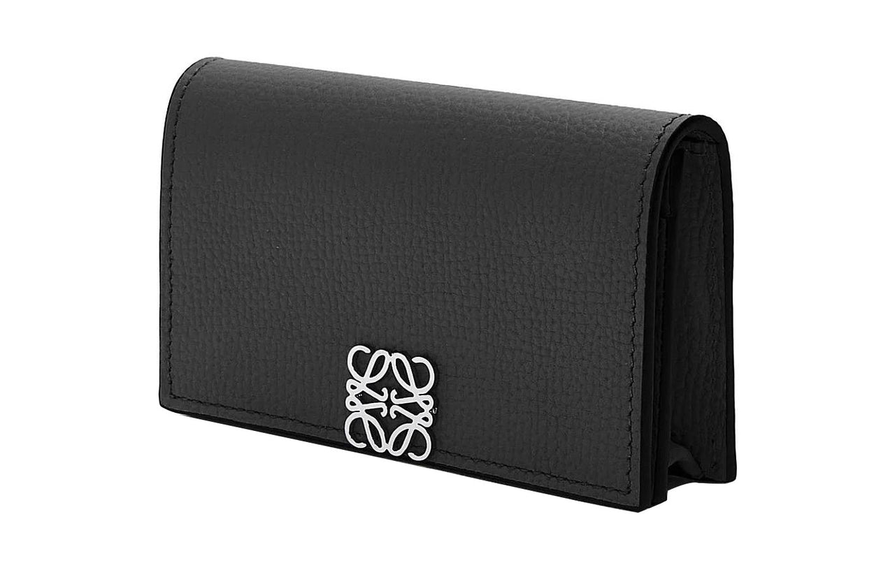 LOEWE Anagram Pebble Texture Cow Leather Business Card Holder Women's Black