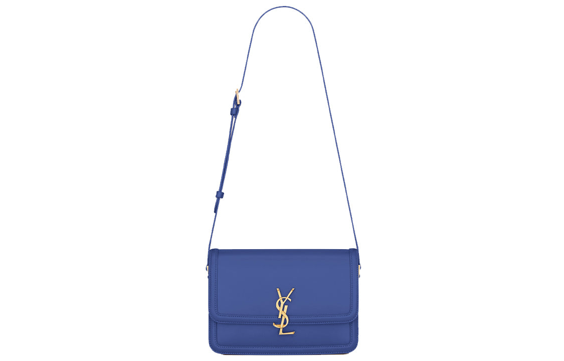 SAINT LAURENT SOLFERINO Leather Crossbody Bag Shoulder Bag Women's Sapphire Blue
