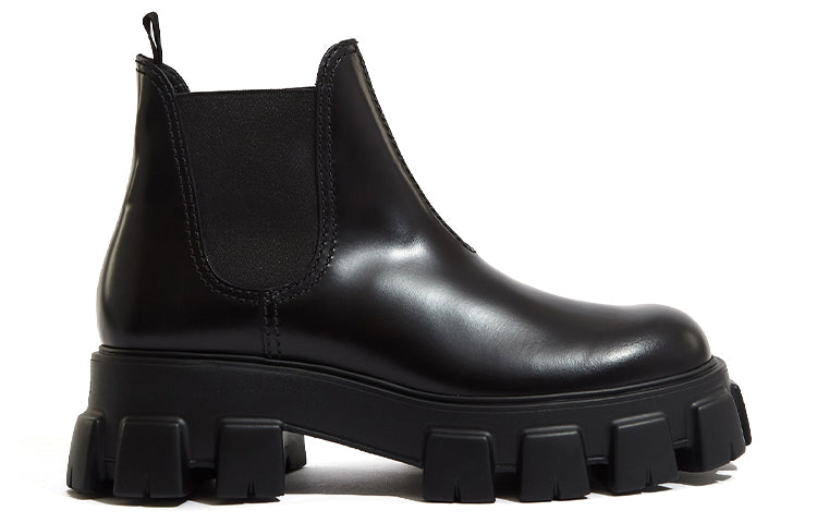 PRADA Moonlith Brushed Leather Chelsea Boots