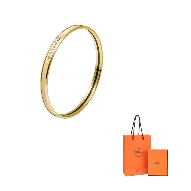HERMES Metal Bangles Unisex Gold