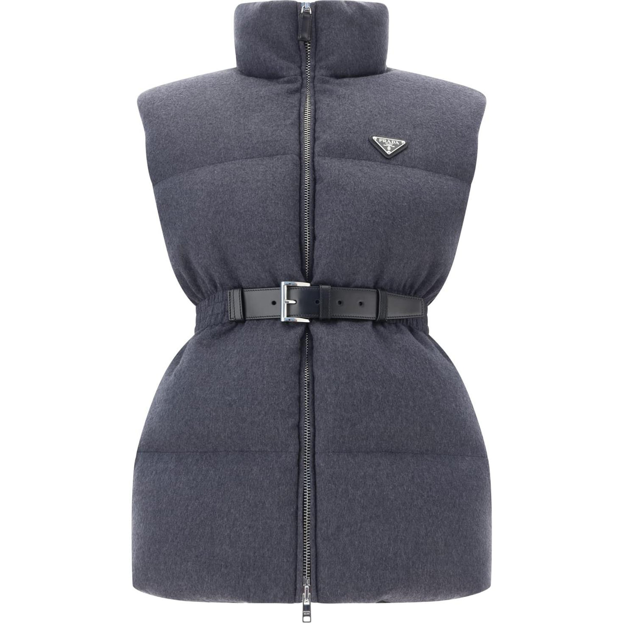 PRADA Triangle Enamel Zipped Padded Gilet