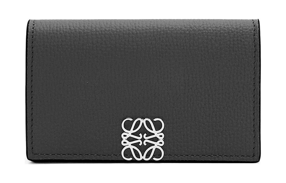 LOEWE Anagram Pebble Texture Cow Leather Business Card Holder Women's Black