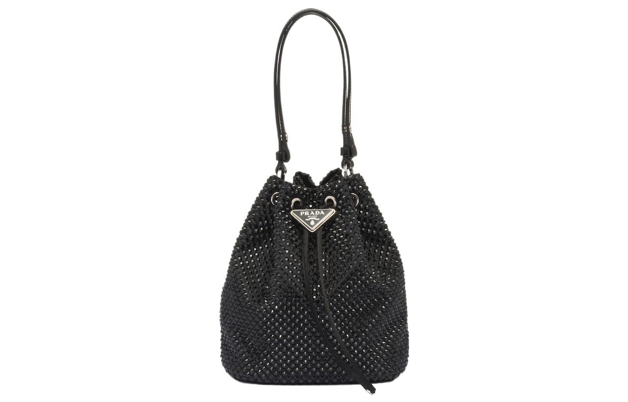 PRADA Fabric Bucket Bags Shoulder Bag Crossbody Bag Handbag Mini Women's Black