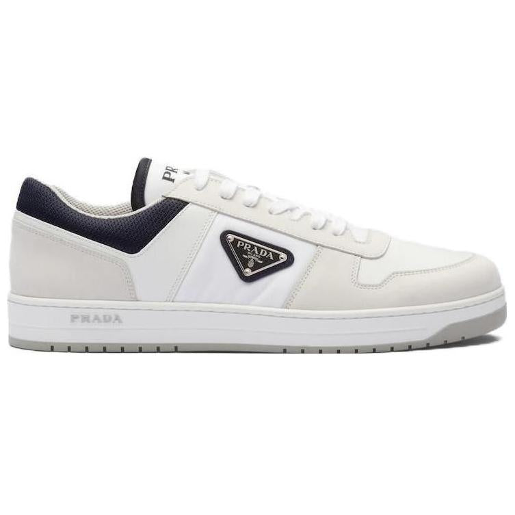 PRADA Downtown Leather Re Nylon Sneaker White Blue