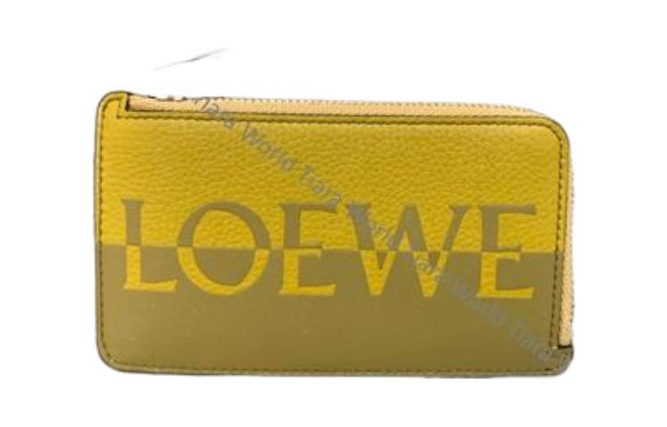LOEWE Cow Leather Card Holder, Wallet Regular Men's Ochre/Olive