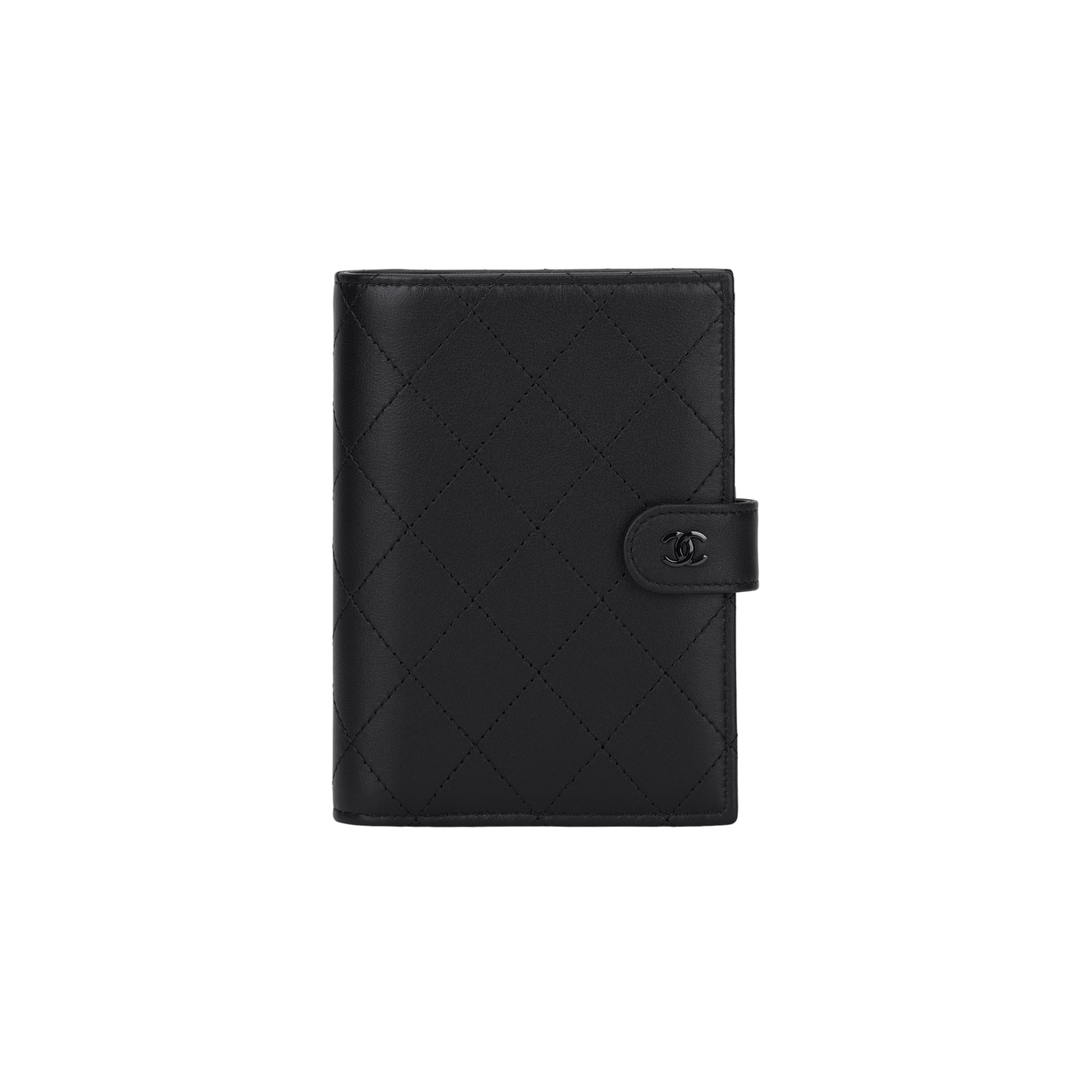 CHANEL Calfskin Passport Holder Women's Black