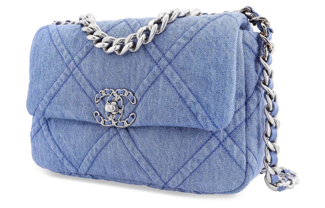 CHANEL 19Bag Denim Mouth Cover Bag Crossbody Bag Regular Unisex Light