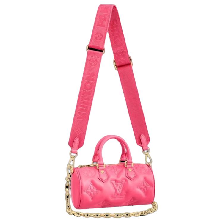 LOUIS VUITTON Calfskin Chain Bag Shoulder Bag Crossbody Bag Handbag Small Size Women's Pink