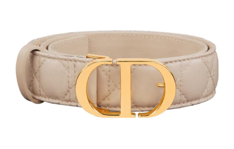 DIOR Logo Design Pin Buckle Leather Belts Women's Beige Width 3CM
