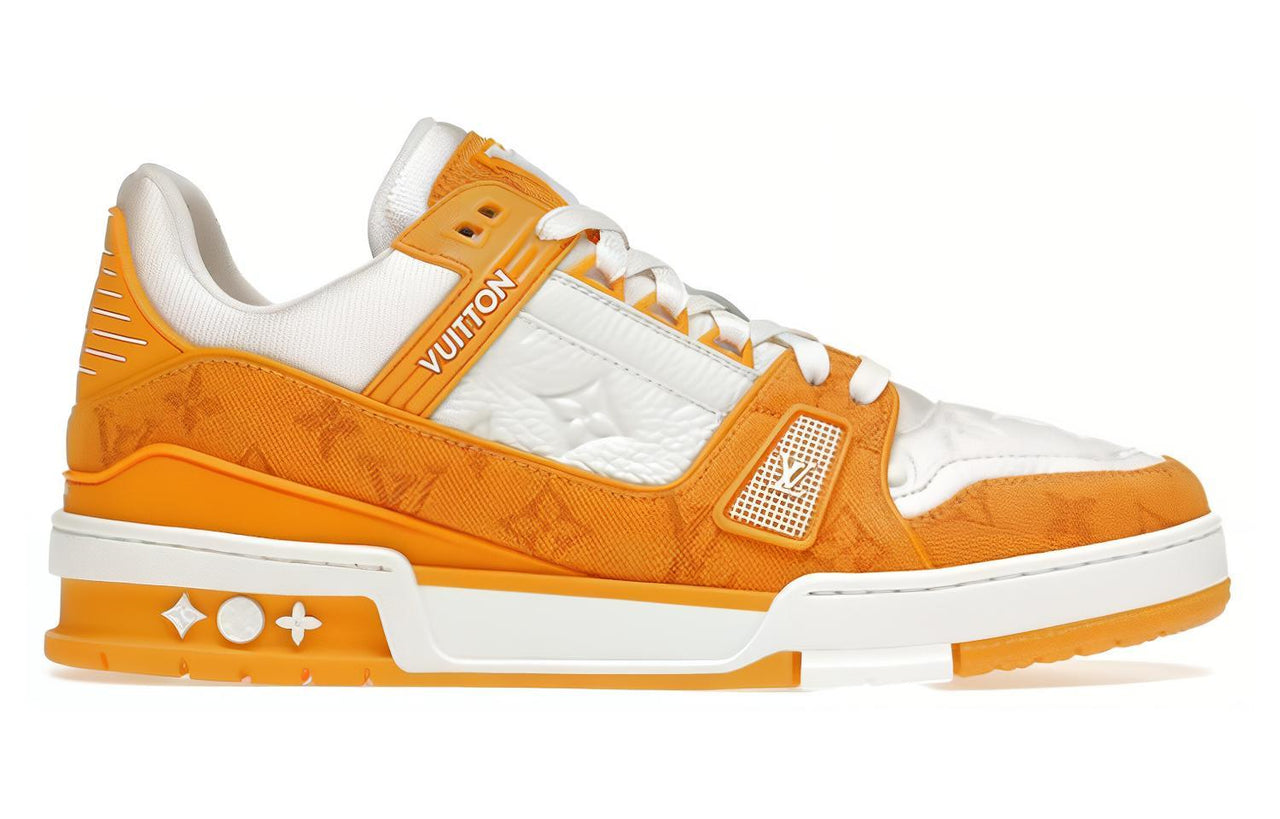 LOUIS VUITTON Lv Trainers 'White With Orange Monogram'