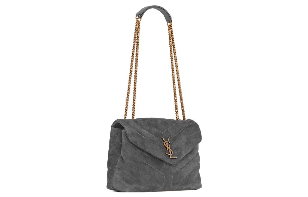 SAINT LAURENT LOULOU Calfskin Crossbody Bag, Shoulder Bag Women's Gray