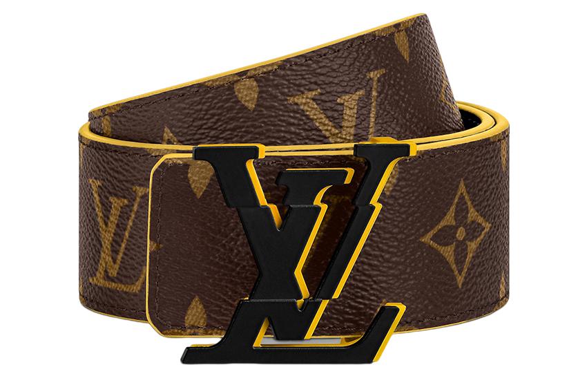 LOUIS VUITTON Cow Leather Belts Men's Brown Width 4cm
