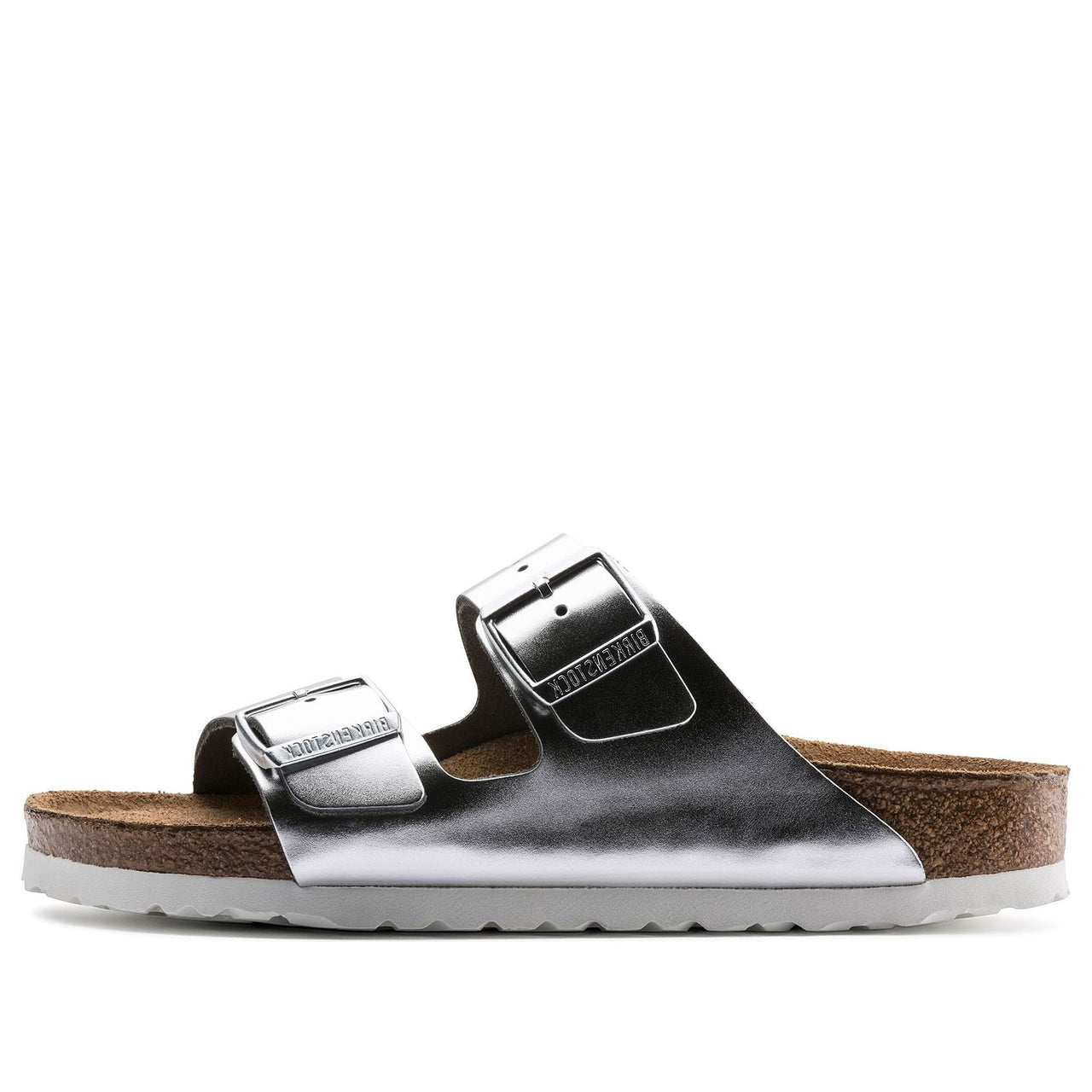 Birkenstock Arizona Soft Footbed Narrow Fit Sandals 'Metallic Silver' 1005961
