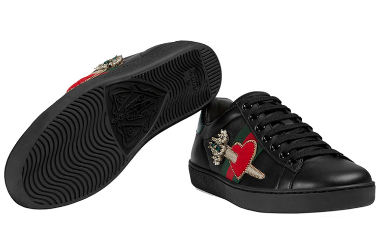 (WMNS) Gucci Ace Series Cowhide Sports Shoe 'Black Green Red' 472990-A38G0-1283