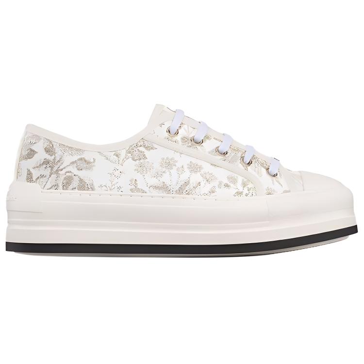 DIOR Walk'n'Dior Platform Shoes Low Top Skateboard Shoes Women's White Gold