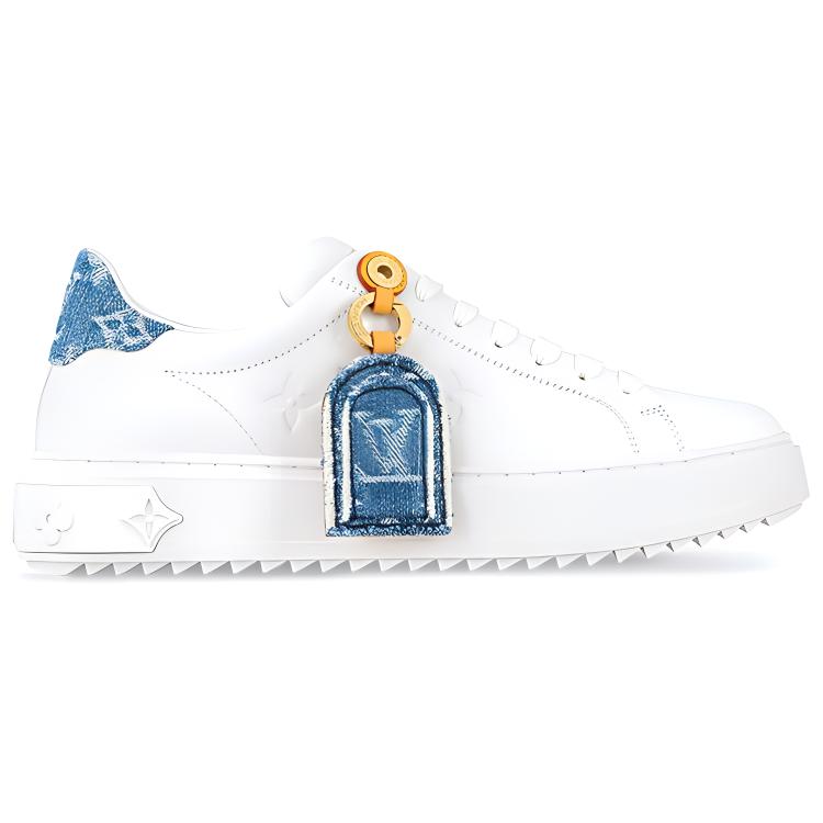 LOUIS VUITTON Time Out Low-Top Skateboard Shoes Women's White Blue