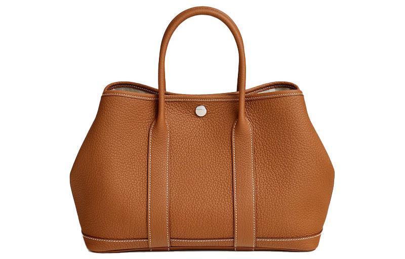 HERMES Garden Party Negonda Calfskin Garden Bag One Shoulder Handbag Unisex 37 Gold Gold Brown