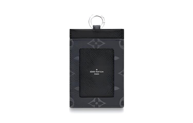LOUIS VUITTON Cow Leather Card Clip Card Holder Men's Black