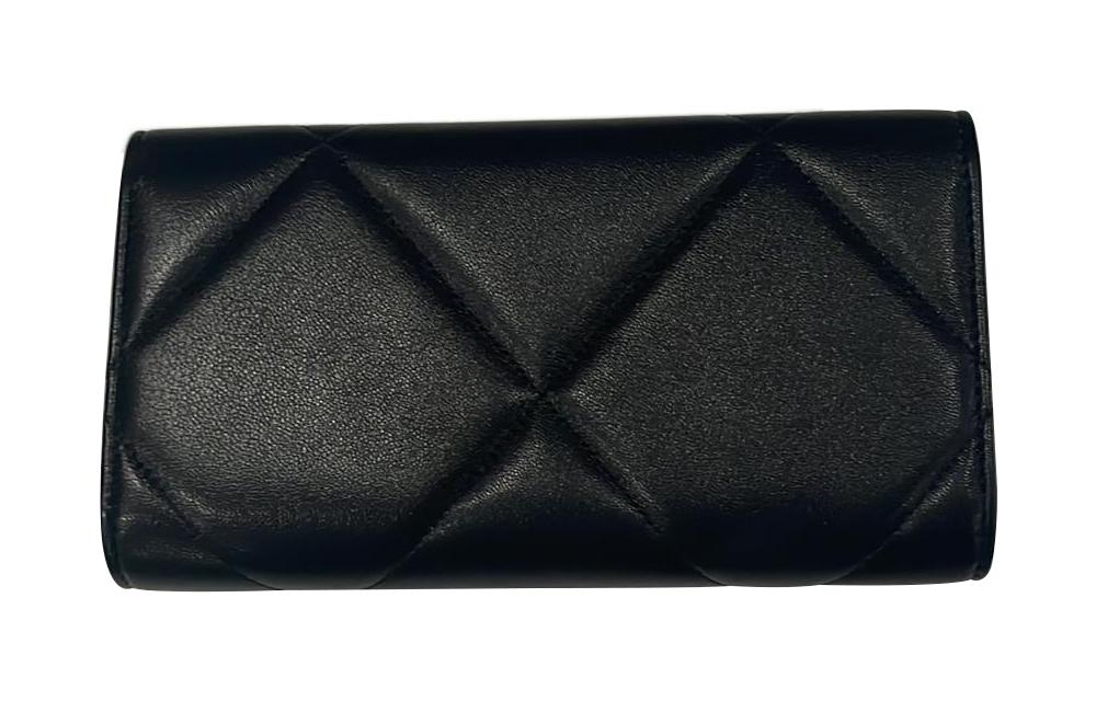 CHANEL 19Bag Lambskin Mouth Cover Card Holder Wallet Women's Black