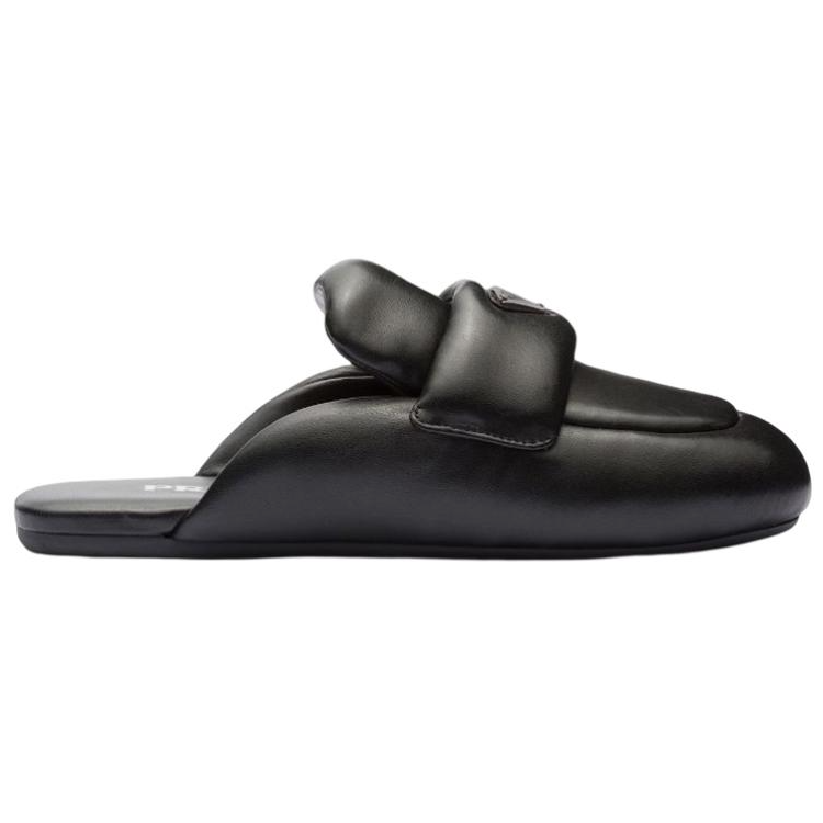 PRADA Soft Padded 5mm Sabots Black Nappa Leather Women's