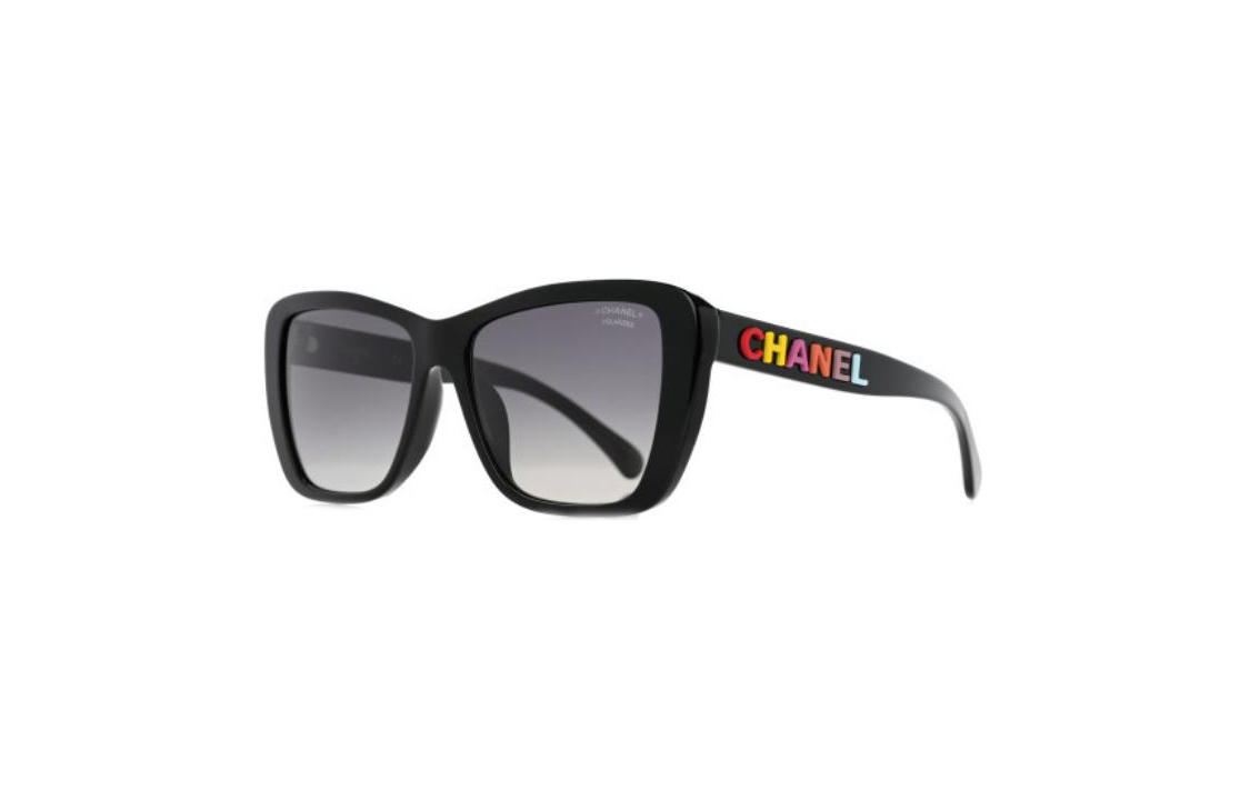 CHANEL Acetate Butterfly Sunglasses Unisex Black