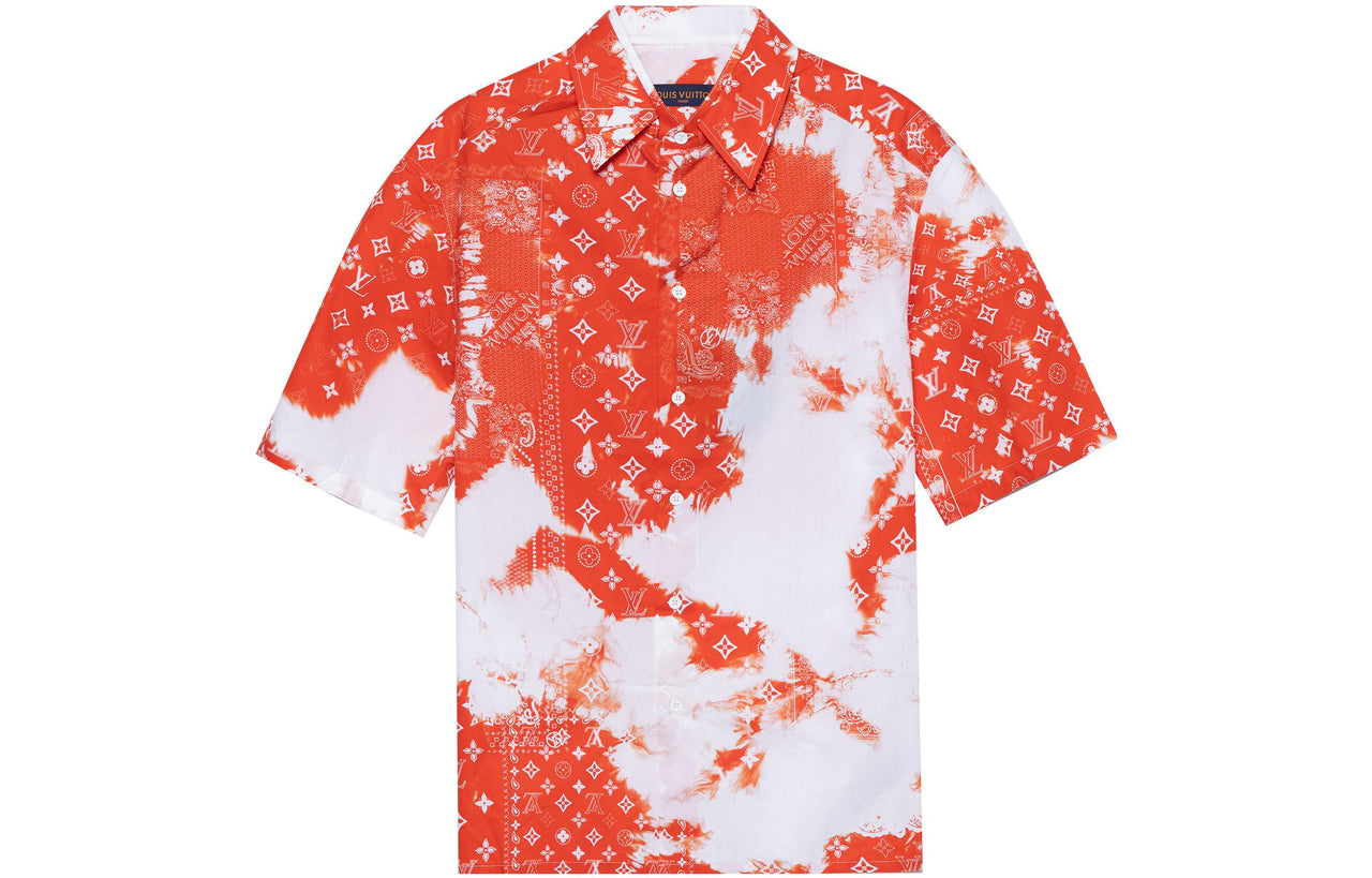 LOUIS VUITTON Monogram Bandana Short-Sleeved Shirt Orange/White