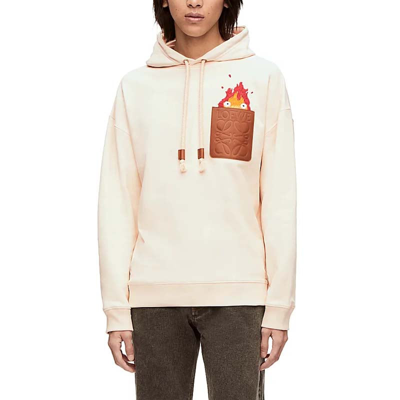 LOEWE X Howl's Moving Castle Calcifer Leather Patch Hoodie
