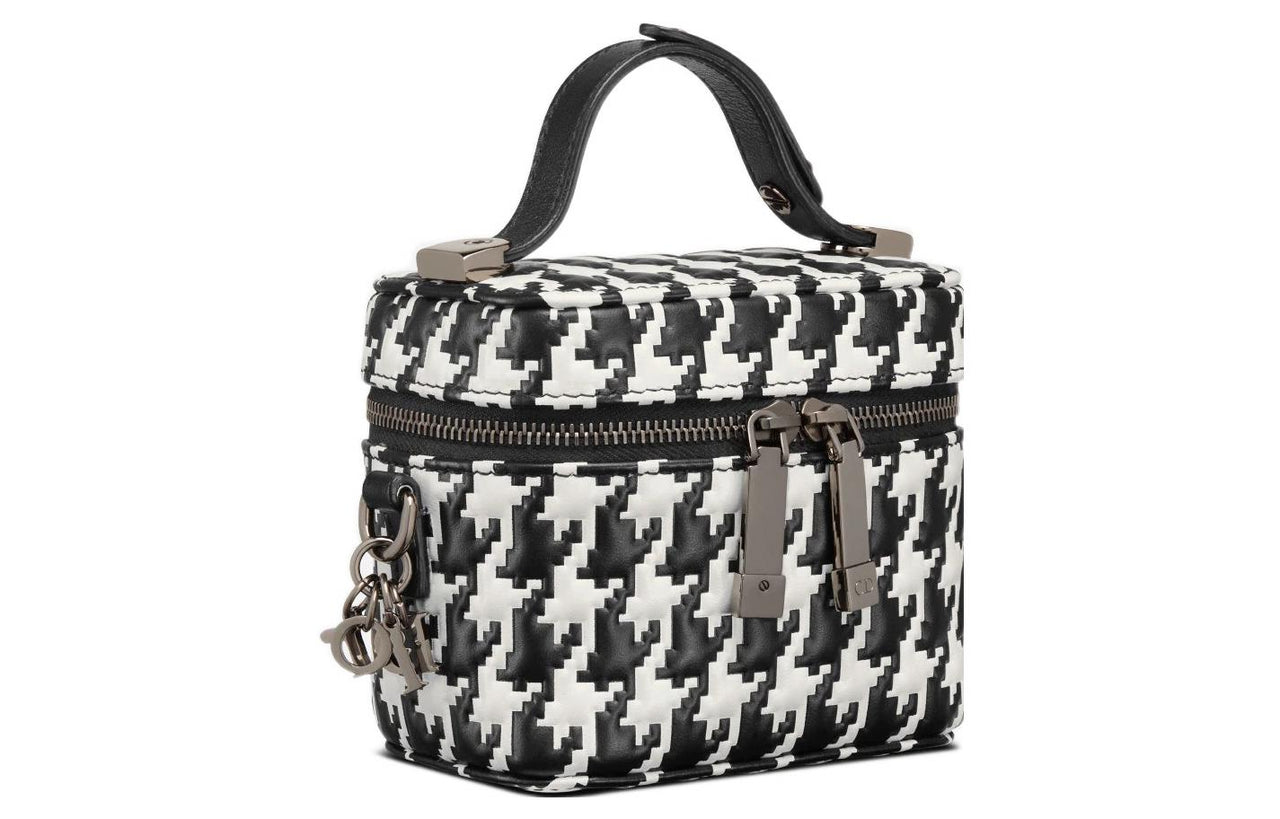 DIOR Lady Dior Cow Leather Crossbody One Shoulder Handbags Extra Mini Women's Black/White