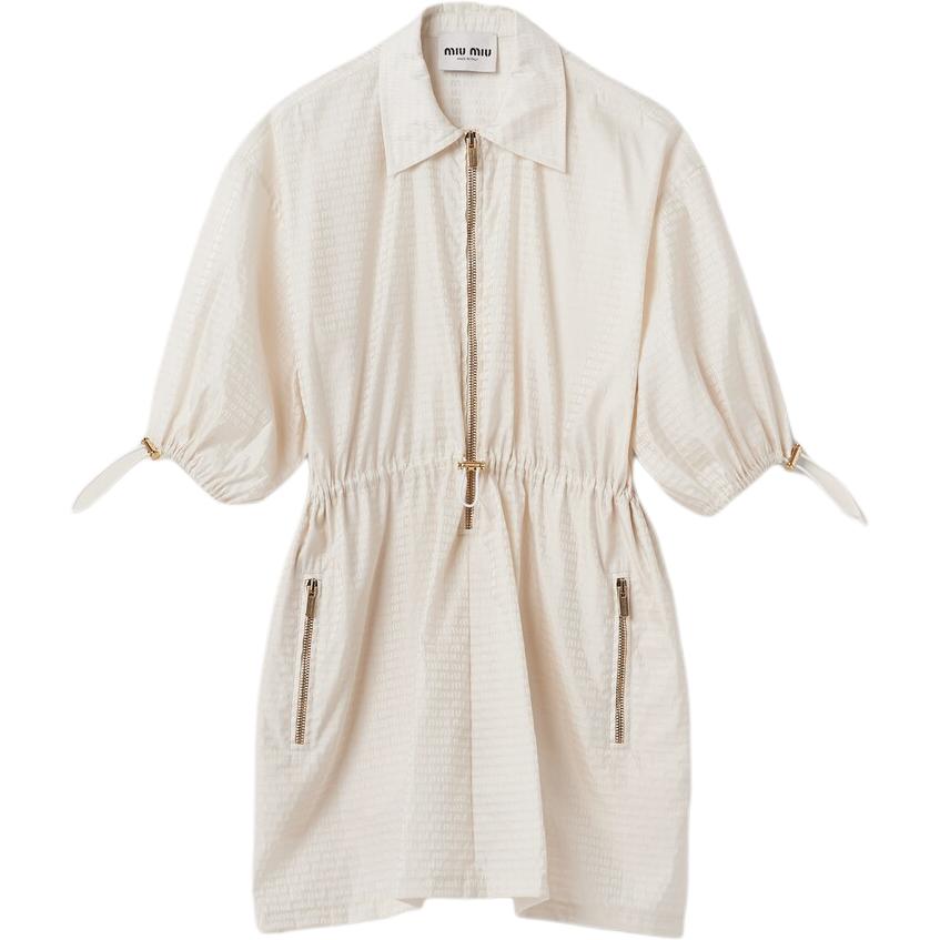 MIU MIU SS24 Long Sleeved Dress Women's Ivory