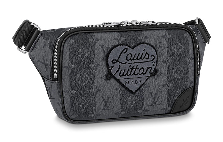 LOUIS VUITTON NIGO Collaboration Coated Canvas Handheld Shoulder Bag Unisex Gray