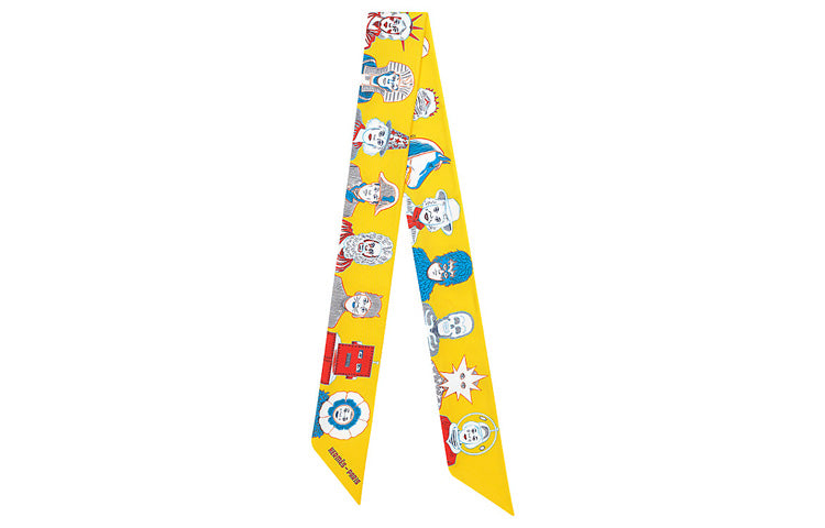 HERMES Small Silk Scarves Women's Yellow