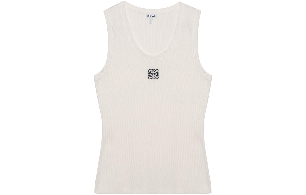 LOEWE Women's Anagram Cotton Tank Top White/Black