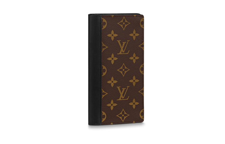 LOUIS VUITTON Brazza Coated Canvas With Cow Leather Wallet, Card Holder, Wallet Unisex Brown/Black Multicolor