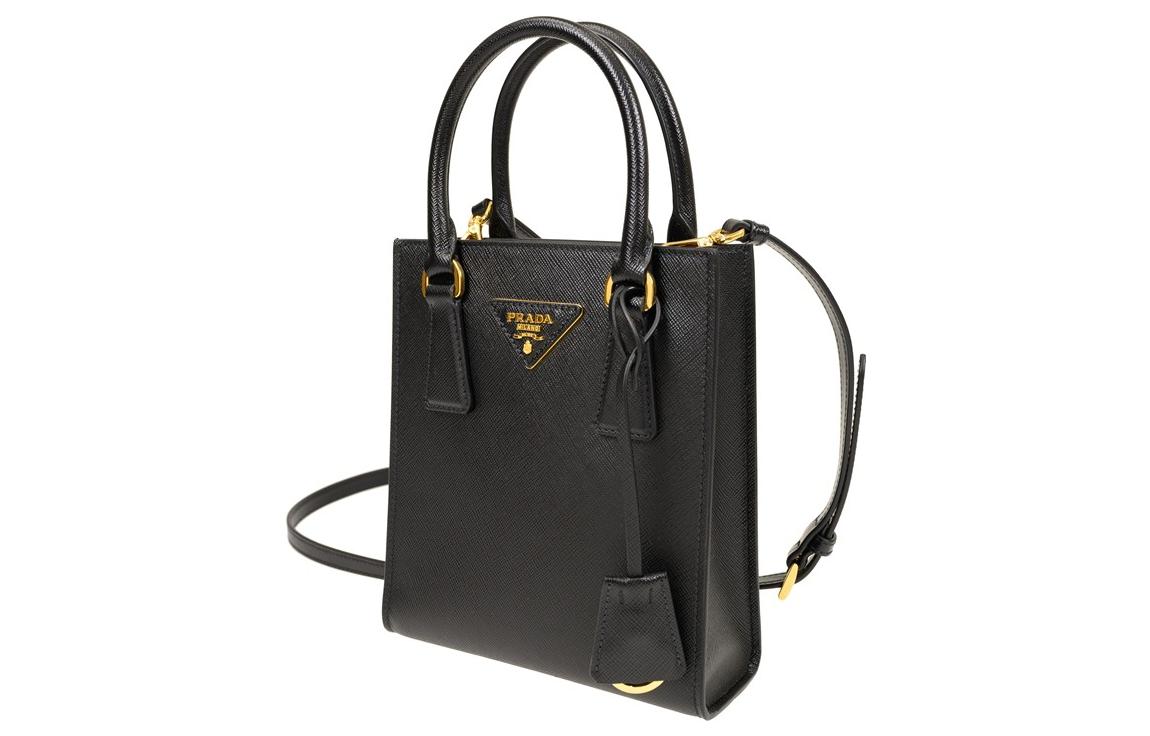 PRADA Leather Shoulder Bag Crossbody Bag Handbag Regular Women's Black