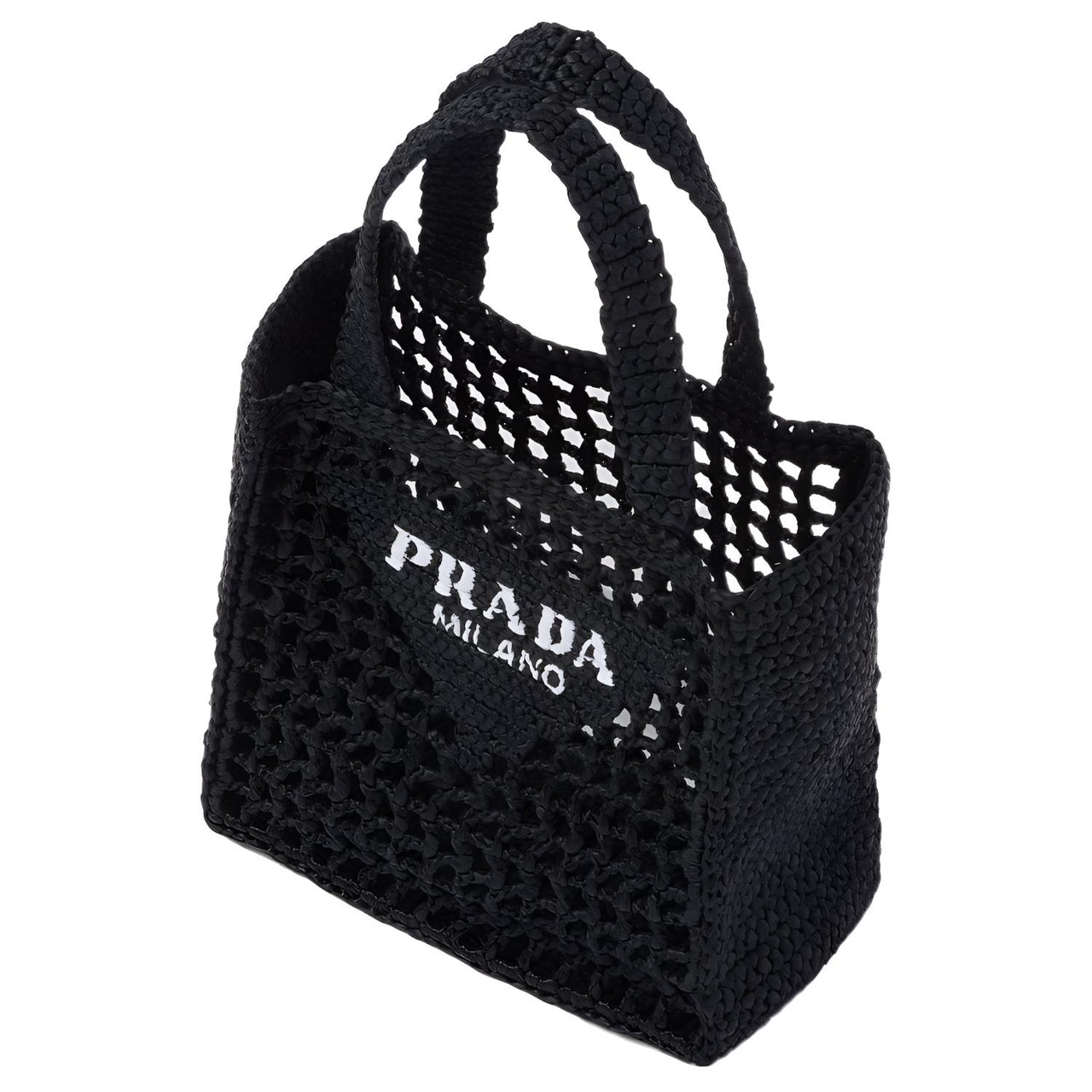 PRADA Raffia One Shoulder Handbag Women's Black