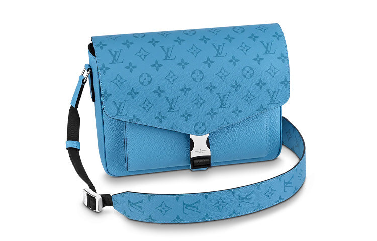 LOUIS VUITTON Messengerama Canvas With Leather Messenger Bag, Flap Bag, Shoulder Bag, Crossbody Bag Men's Blue