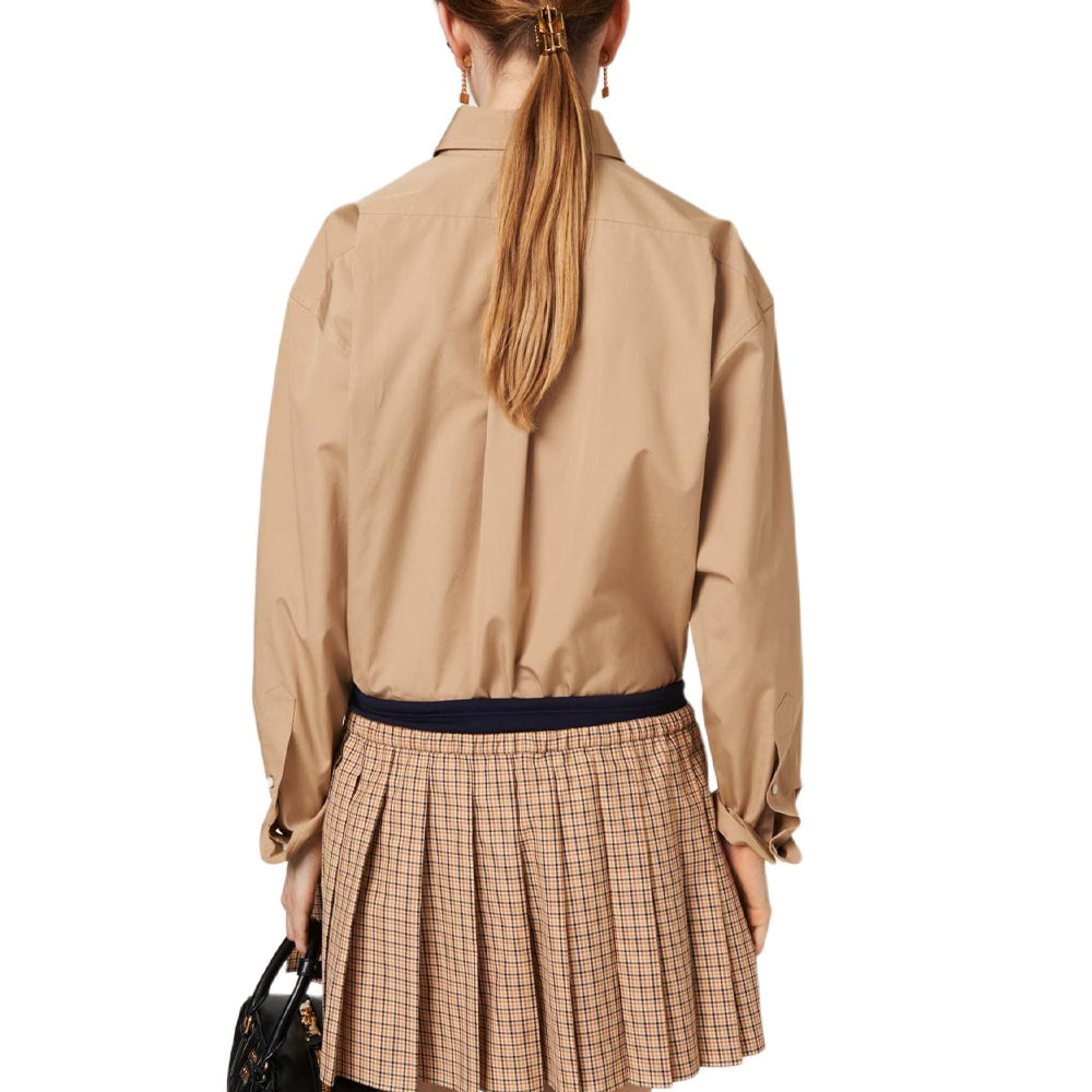 MIU MIU Logo appliqué Poplin Shirt