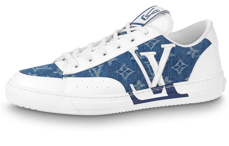 LOUIS VUITTON Charlie Sneakers 'White with Blue Denim Monogram' 1AA47X