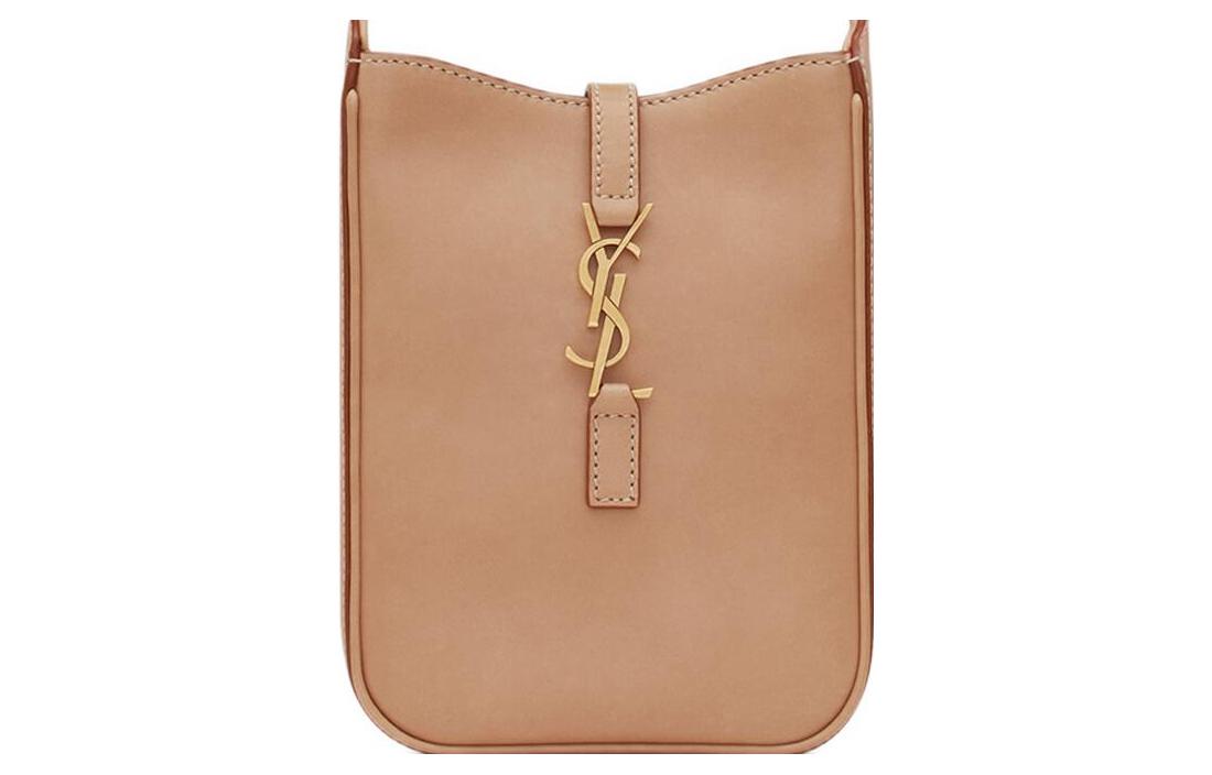SAINT LAURENT Calfskin Upright Handbag, Crossbody Bag Mini Women's Brown Gold