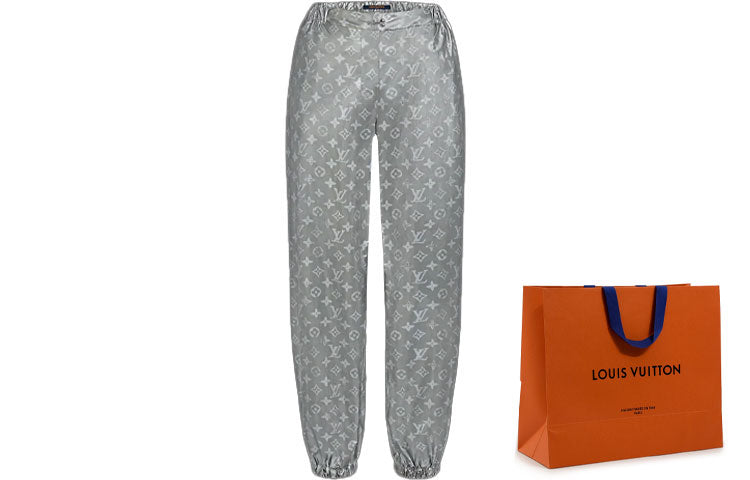 LOUIS VUITTON Knitted Sports Pants Women's Silver