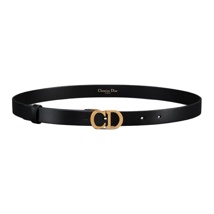 DIOR Calfskin Leather Belts Women's Black Width 2CM