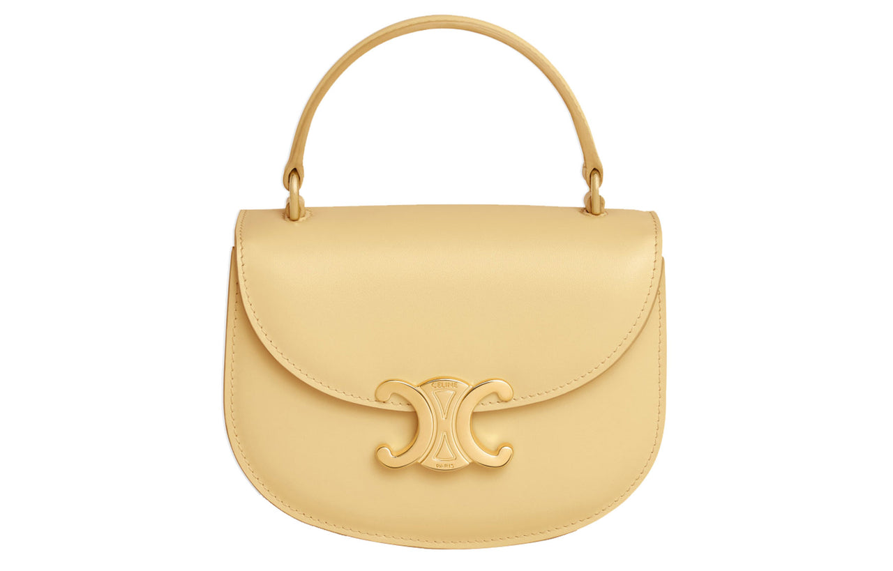 CELINE Triomphe Bright Cow Leather Shoulder Bag, Crossbody Bag, Handbag Mini Women's Yellow
