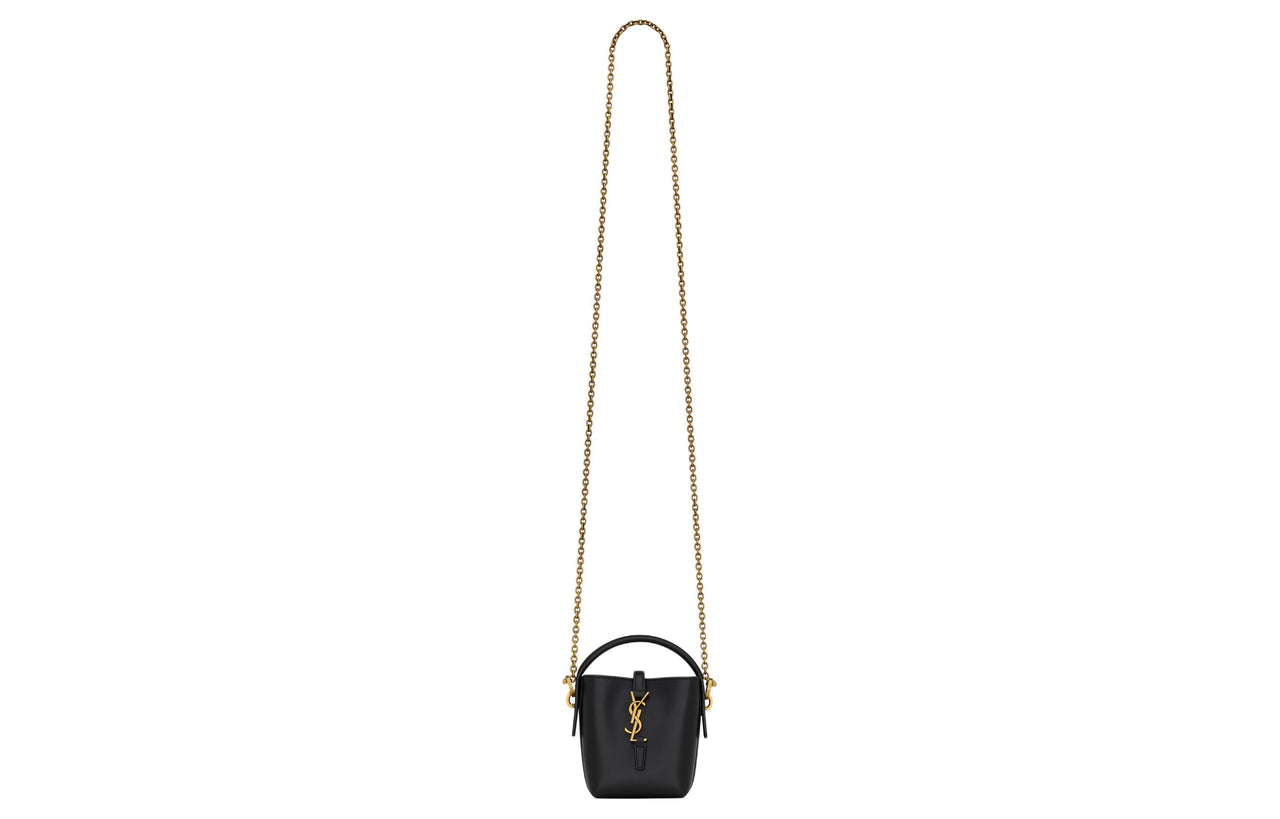 SAINT LAURENT Cow Leather Bucket Bag, Handbag, Shoulder Bag, Crossbody Bag Extra Mini Women's Black