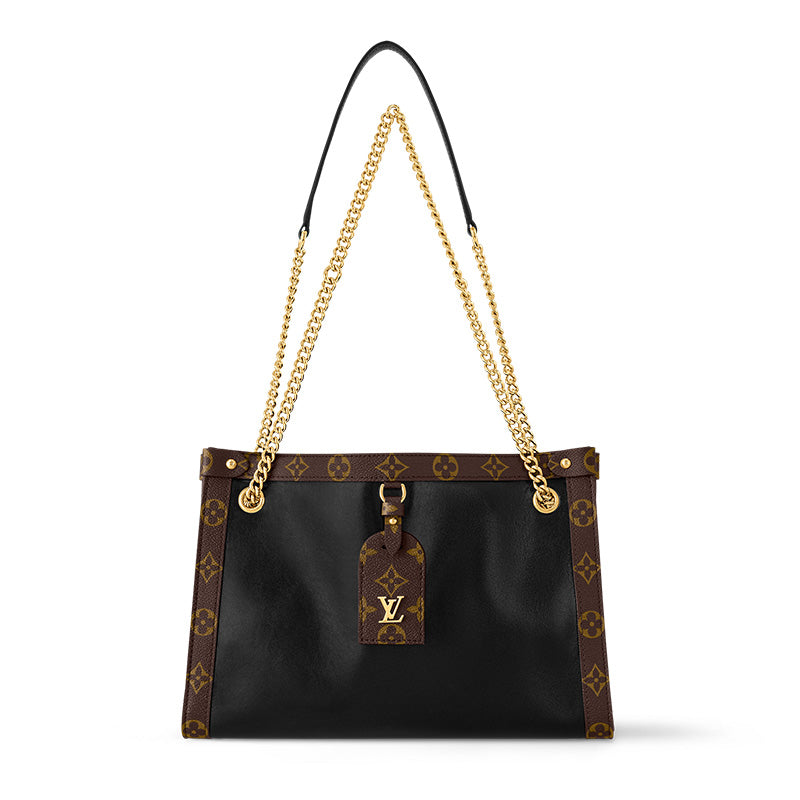LOUIS VUITTON Nova Calf Leather Small Shoulder Bag Women's Black/Brown