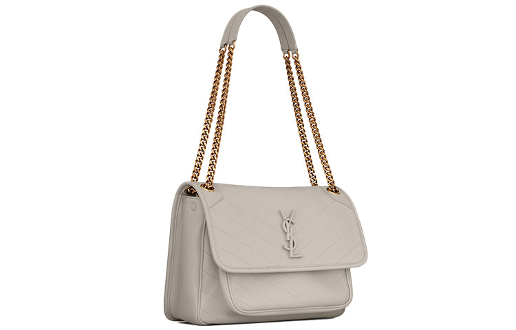 SAINT LAURENT Quilting Lambskin Hobo Bag, Crossbody Bag, Shoulder Bag Women's White