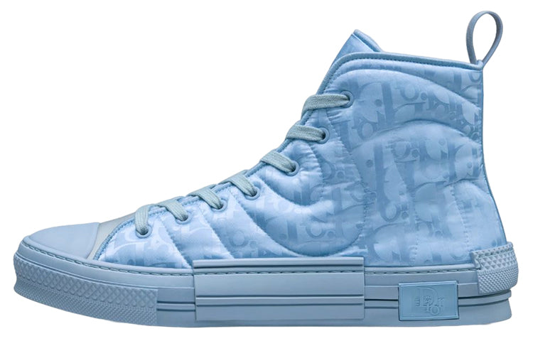 DIOR B23 High Top Erl Blue DIOR Oblique Mirage Quilted Technical Fabric With Swirl Motif