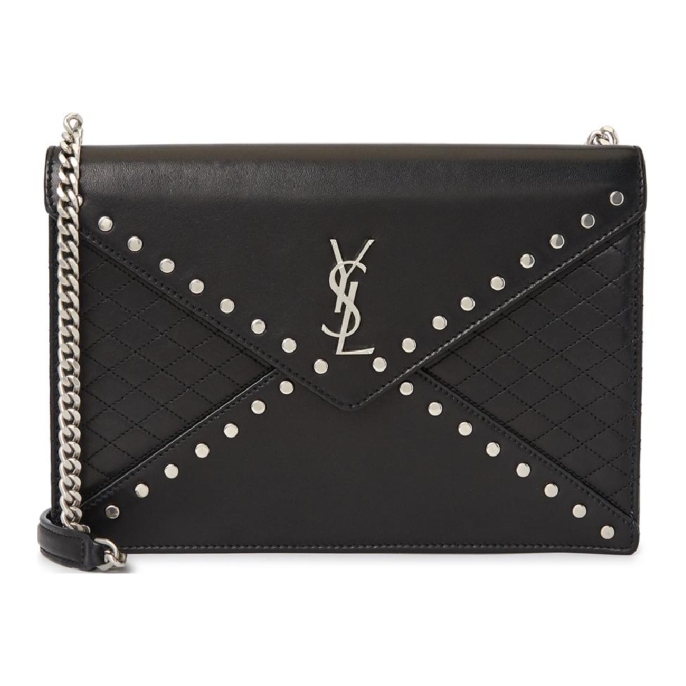 SAINT LAURENT Monogram Lambskin Envelope Bag, Crossbody Bag, Shoulder Bag Women's Black