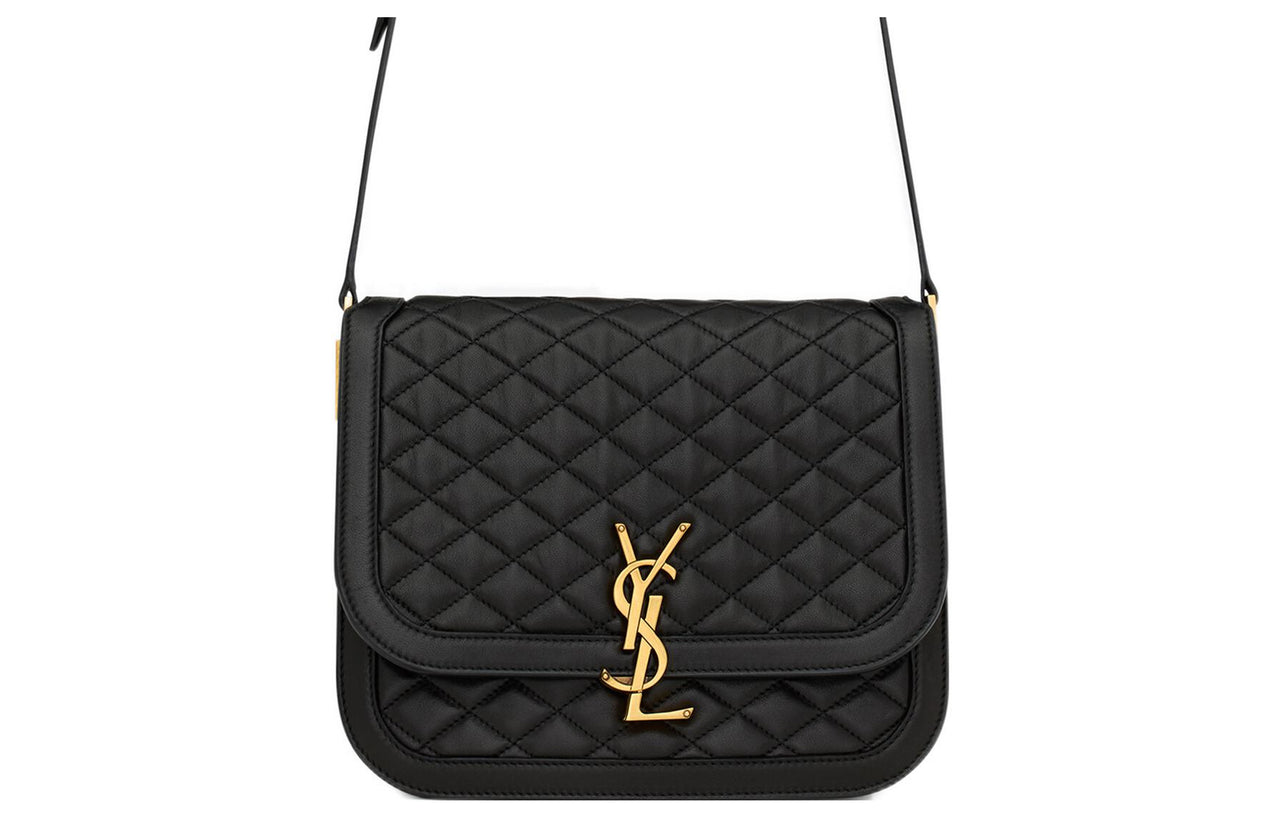 SAINT LAURENT SOLFERINO Soft Quilting Sheepskin Tofu Bag Crossbody Bag Shoulder Bag Women's Black