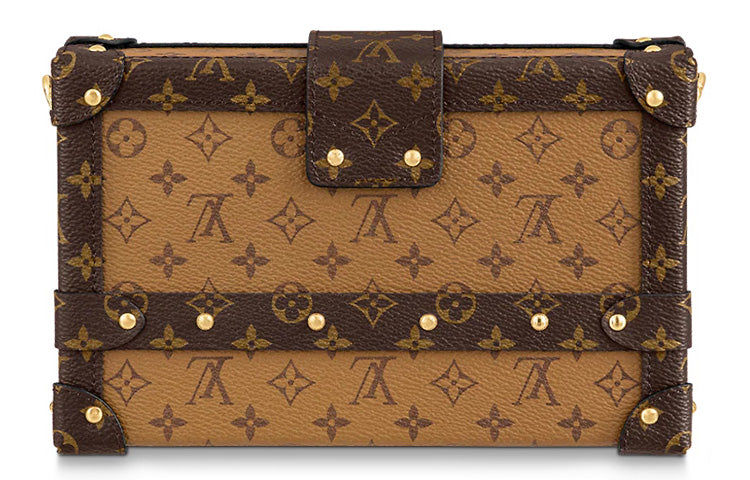 LOUIS VUITTON PETITE MALLE Coated Canvas Square Box Bag Handheld Crossbody Bag Shoulder Bag Women's Light Brown