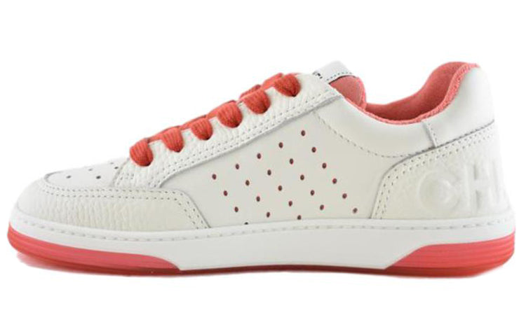 CHANEL 22P Collection Stylish Skateboarding Shoes Women's White Red